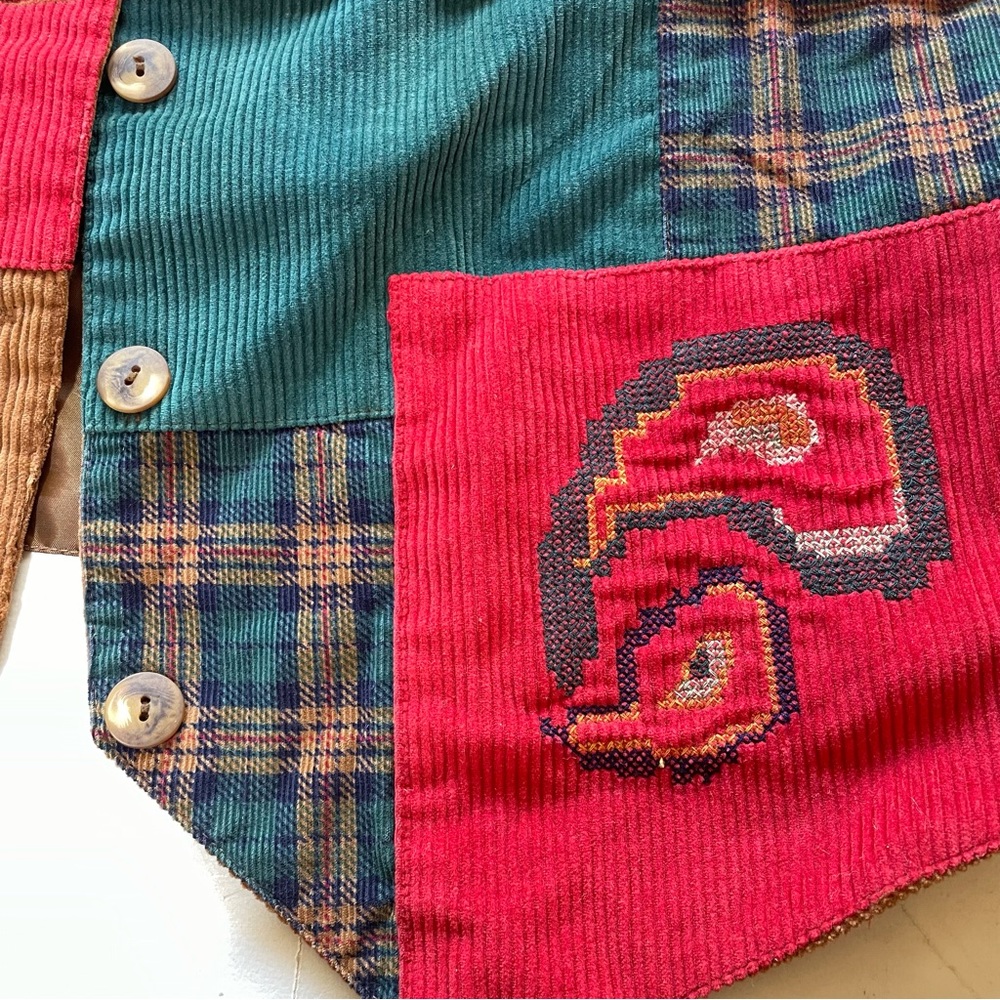 Vintage 90s Paisley Corduroy Vest Cottagecore Academia L - Picture 4 of 9